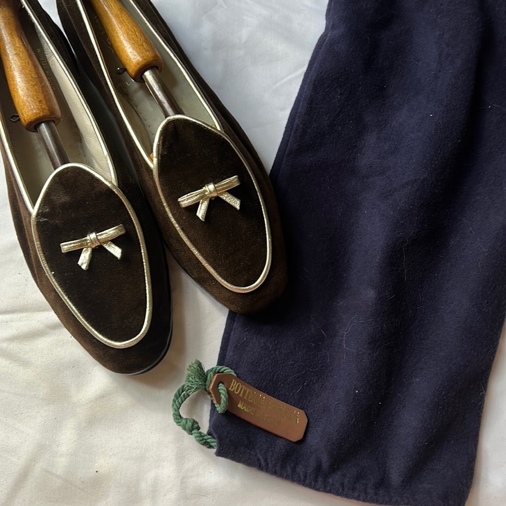 Belgian Shoes Brown and Gold Velvet Midinette